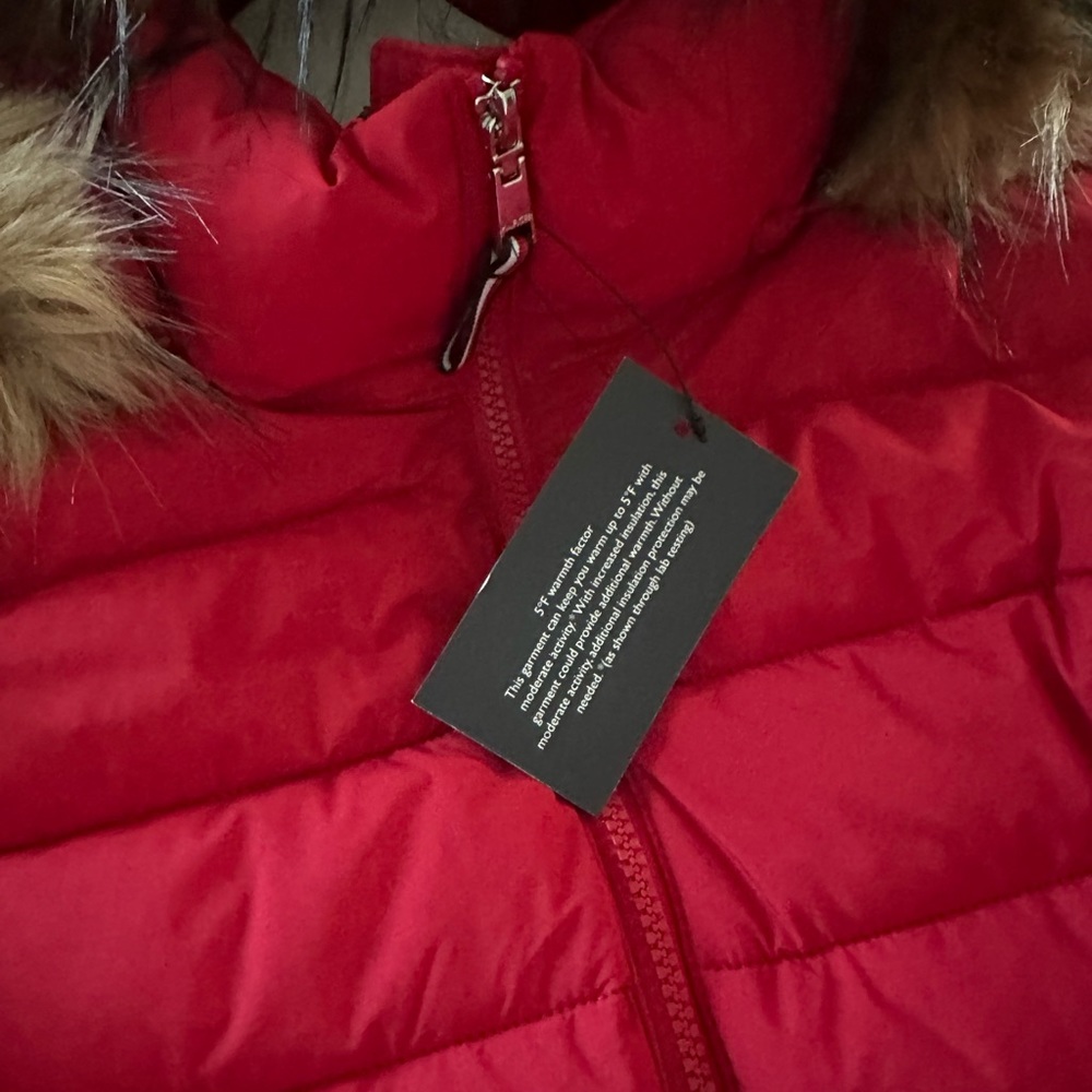 Women’s Tommy Hilfiger M Size Faux Fur Hooded  Short Puffer Jacket - Picture 3 of 6